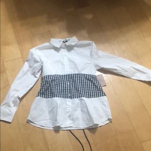 Eden & Olivia White and Black Checkered Women's Top